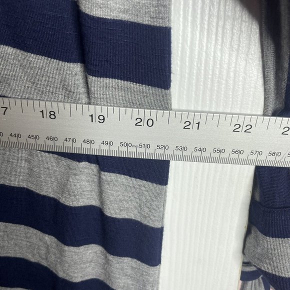 Soft Surroundings Adrift Dress M Striped Tie Cuffs Dolman Sleeves Navy Gray - Picture 7 of 8